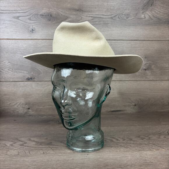 Vintage Stetson Size 6 7/8 Rancher Cowboy Western Hat Cream White - Picture 1 of 13